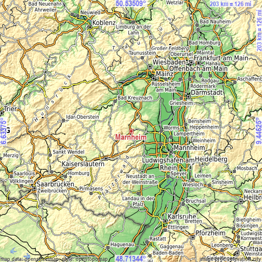 Topographic map of Marnheim