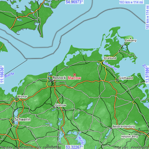 Topographic map of Marlow