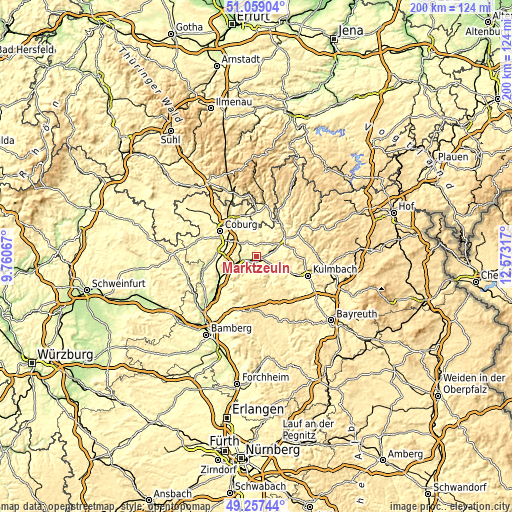 Topographic map of Marktzeuln