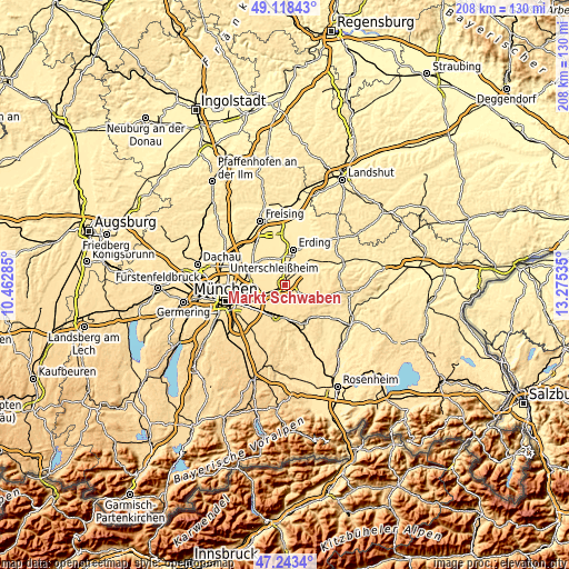 Topographic map of Markt Schwaben