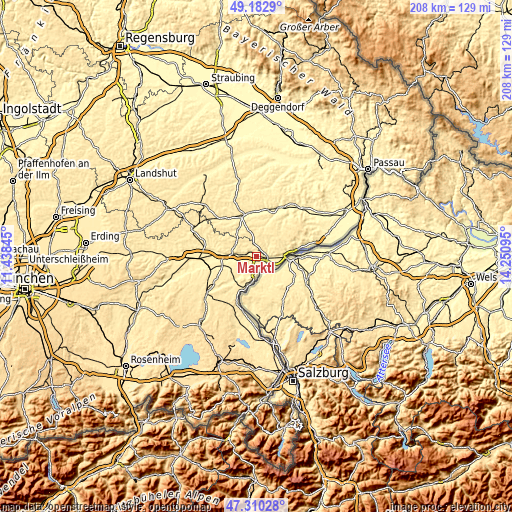 Topographic map of Marktl