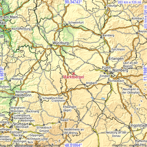 Topographic map of Marktbergel