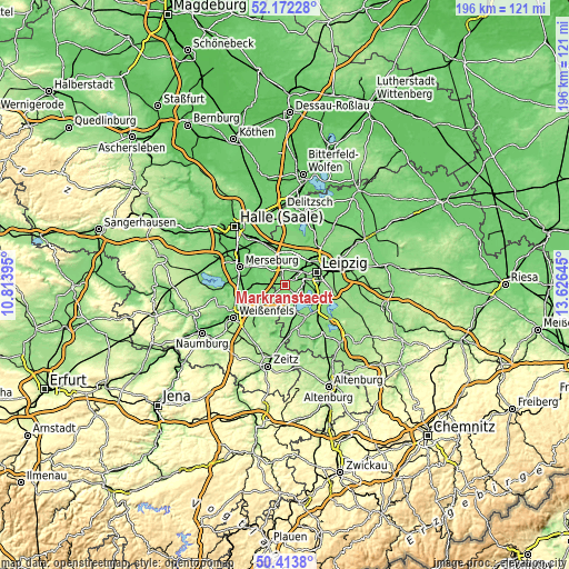 Topographic map of Markranstädt