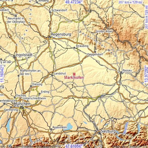 Topographic map of Marklkofen