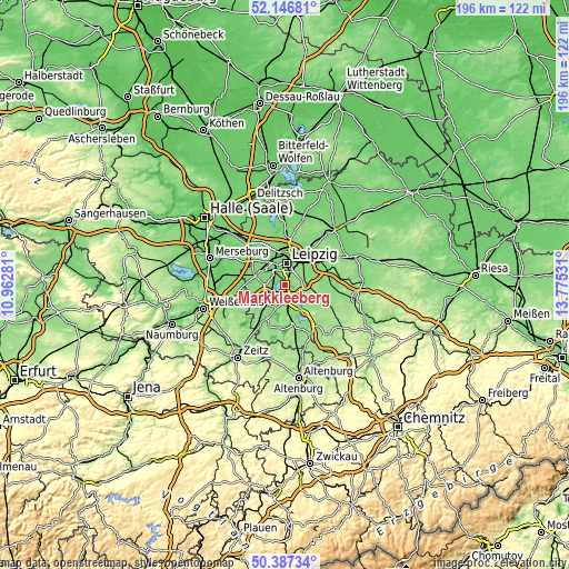 Topographic map of Markkleeberg