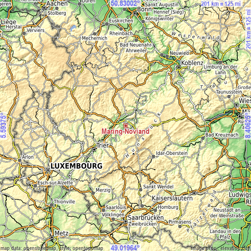 Topographic map of Maring-Noviand