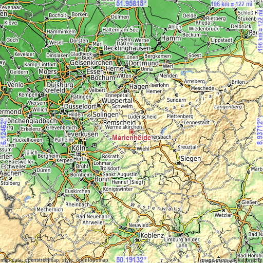 Topographic map of Marienheide