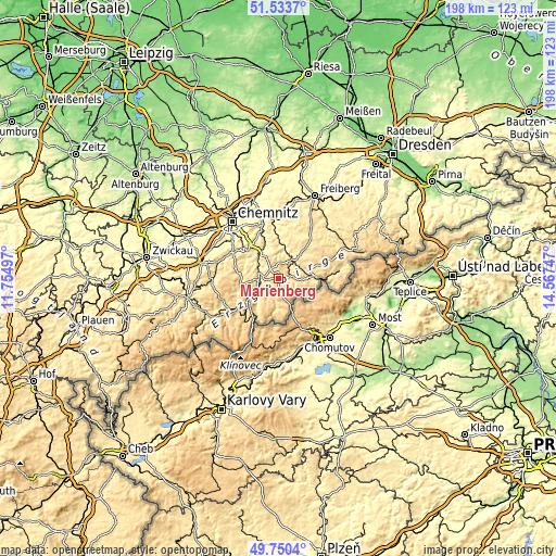 Topographic map of Marienberg