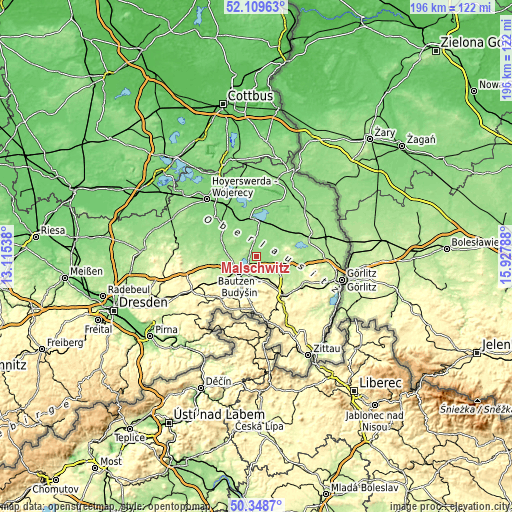 Topographic map of Malschwitz