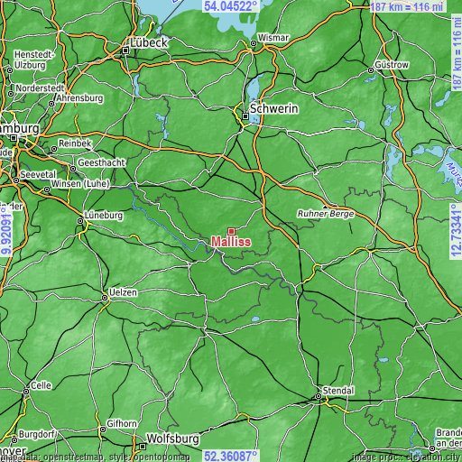 Topographic map of Malliß