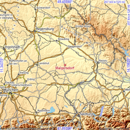 Topographic map of Malgersdorf