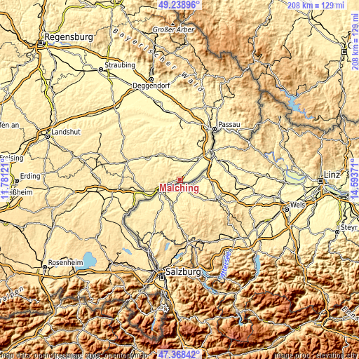 Topographic map of Malching