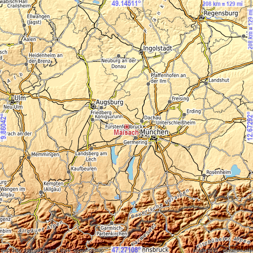 Topographic map of Maisach