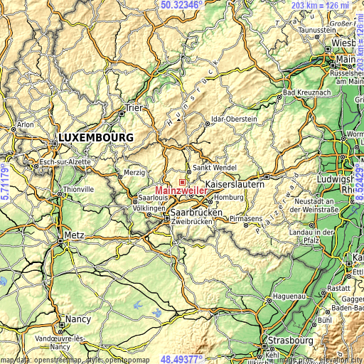 Topographic map of Mainzweiler