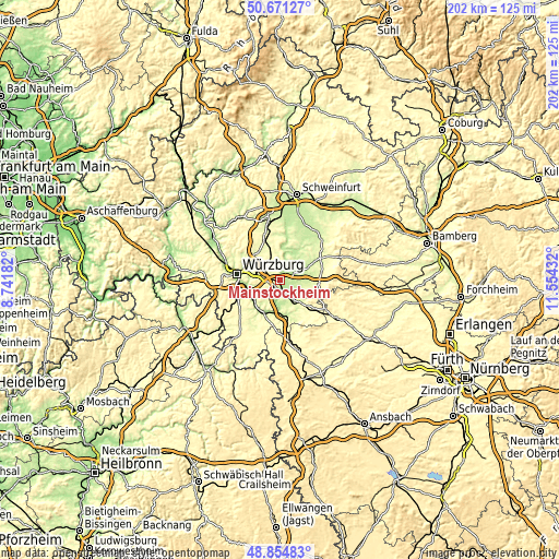 Topographic map of Mainstockheim