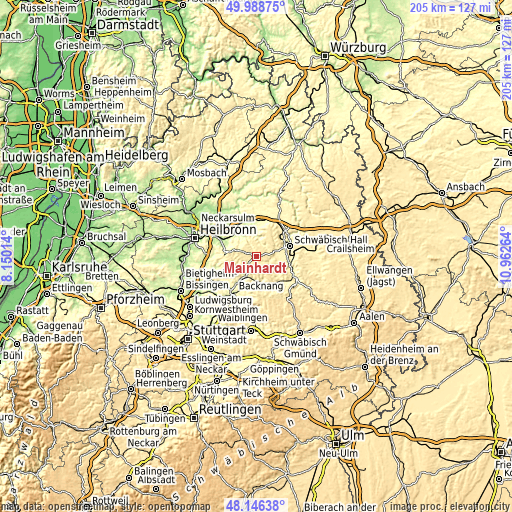 Topographic map of Mainhardt