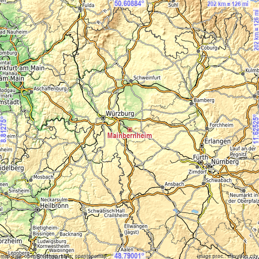 Topographic map of Mainbernheim