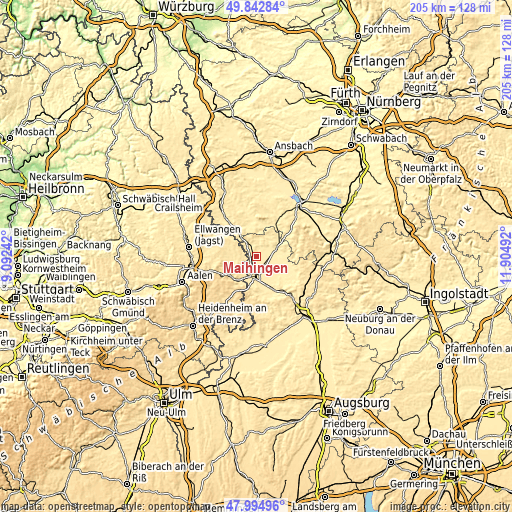 Topographic map of Maihingen