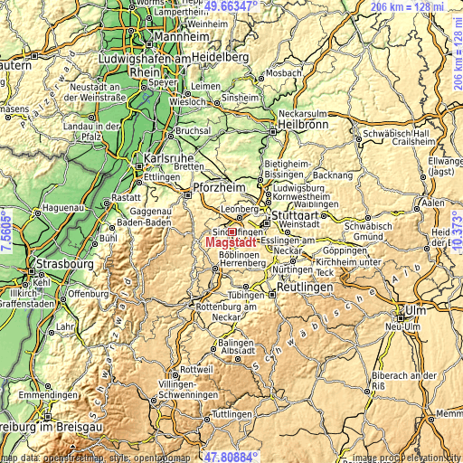 Topographic map of Magstadt