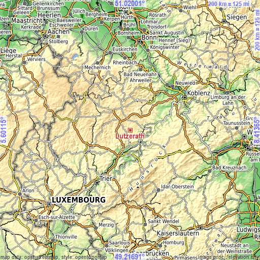 Topographic map of Lutzerath