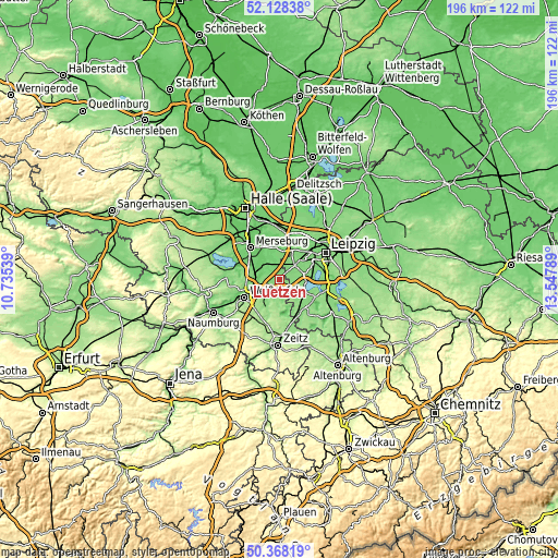 Topographic map of Lützen