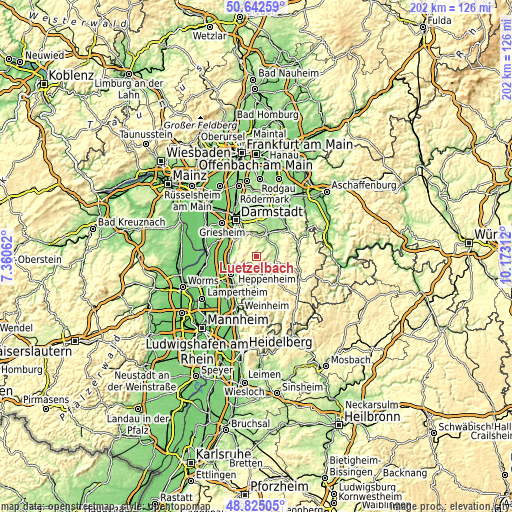 Topographic map of Lützelbach