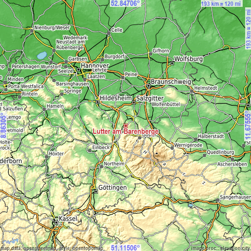 Topographic map of Lutter am Barenberge