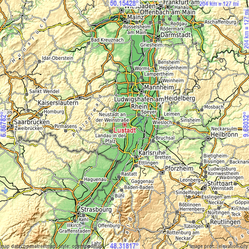 Topographic map of Lustadt