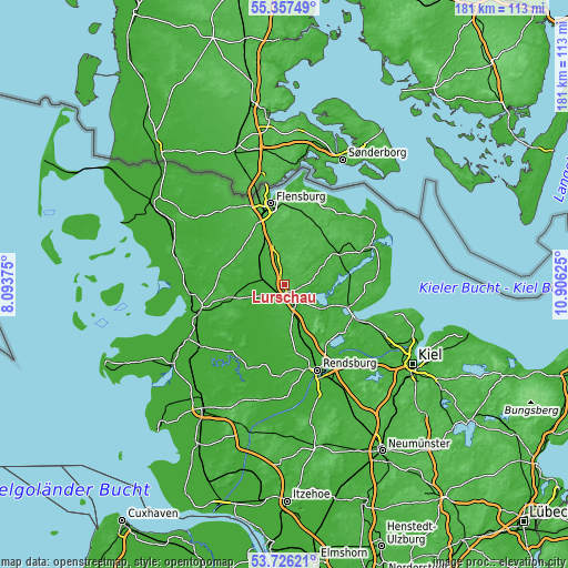 Topographic map of Lürschau