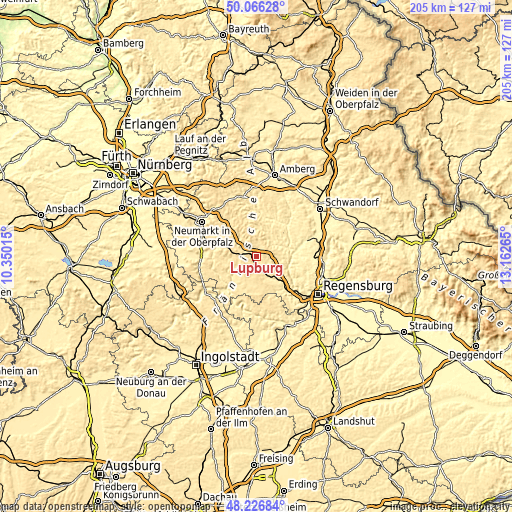 Topographic map of Lupburg