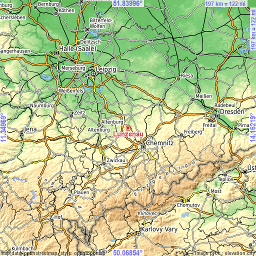 Topographic map of Lunzenau