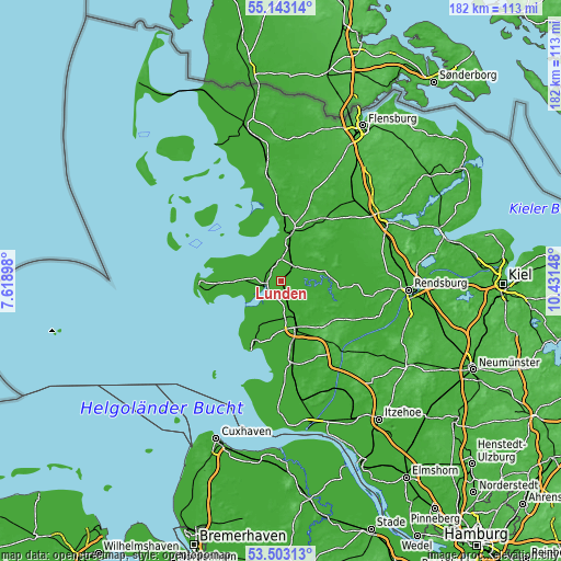 Topographic map of Lunden