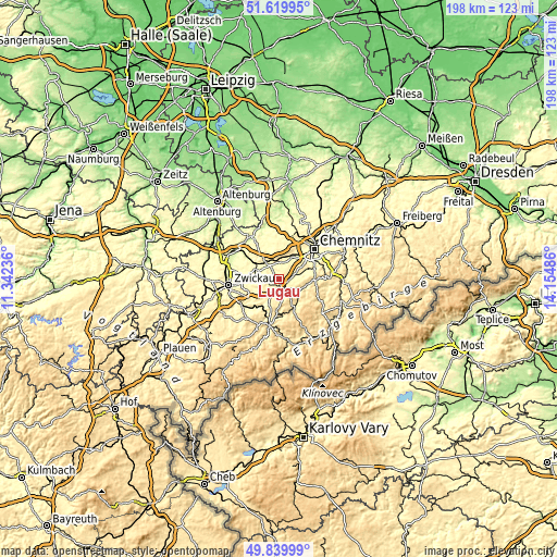 Topographic map of Lugau