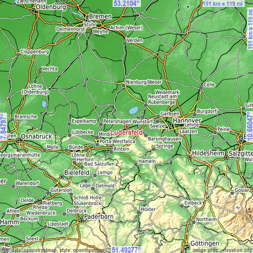 Topographic map of Lüdersfeld