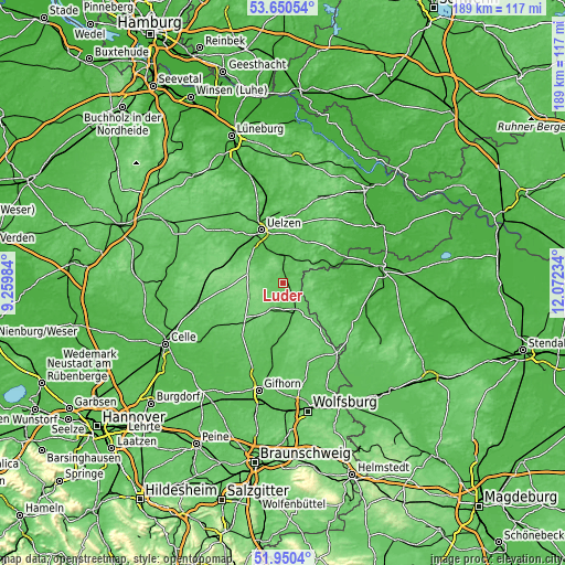 Topographic map of Lüder