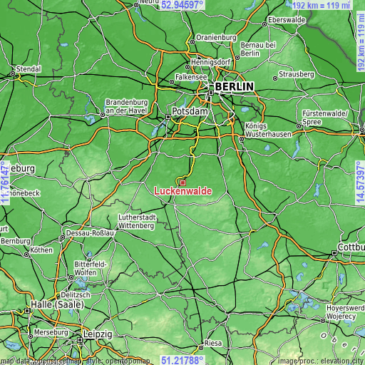 Topographic map of Luckenwalde