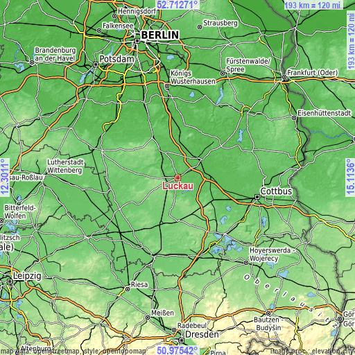 Topographic map of Luckau