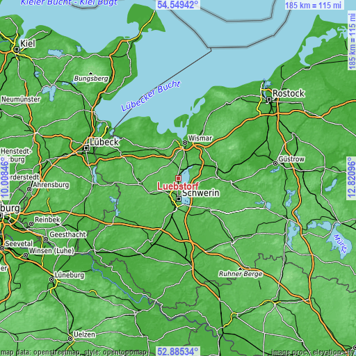 Topographic map of Lübstorf