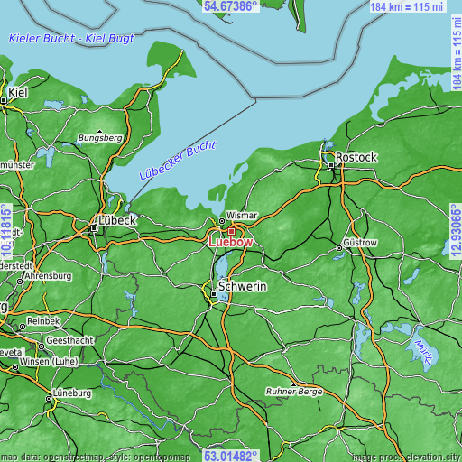 Topographic map of Lübow