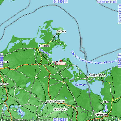 Topographic map of Lubmin