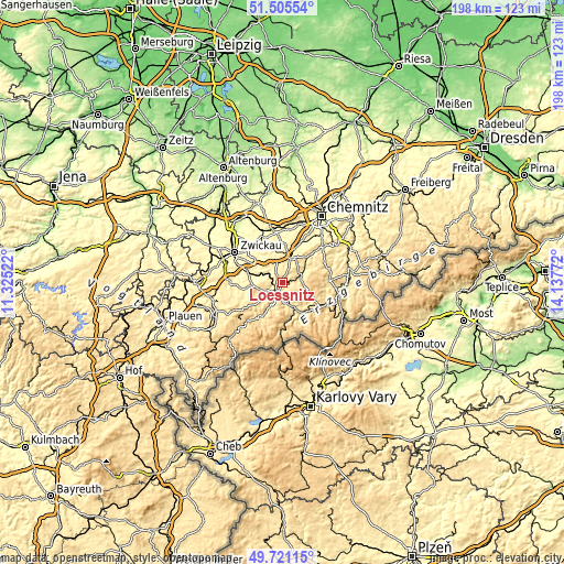 Topographic map of Lößnitz