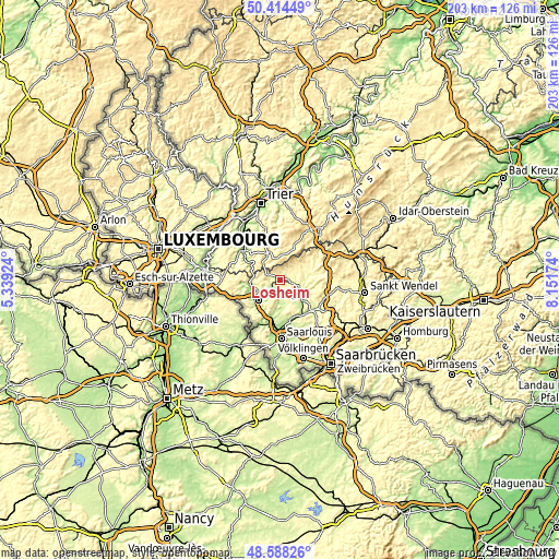 Topographic map of Losheim