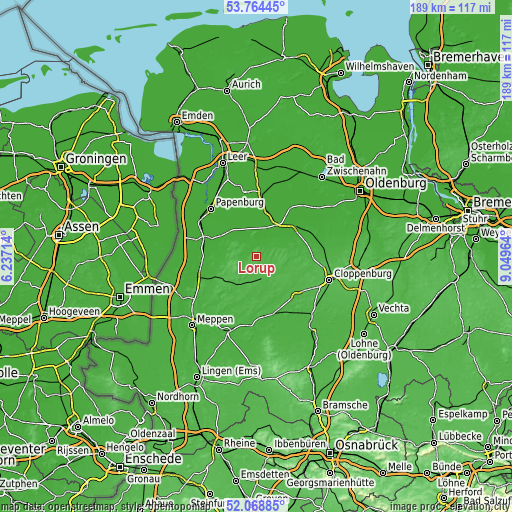 Topographic map of Lorup