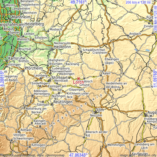 Topographic map of Lorch