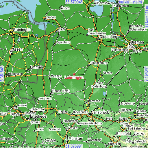 Topographic map of Löningen