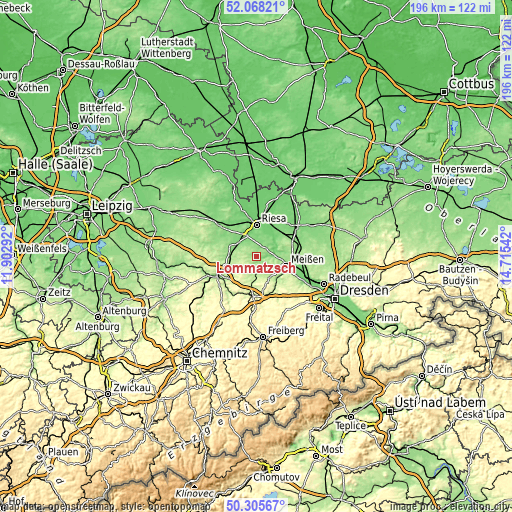 Topographic map of Lommatzsch