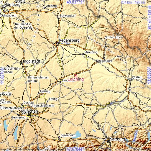 Topographic map of Loiching