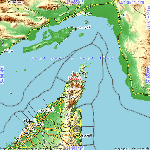 Topographic map of Khasab