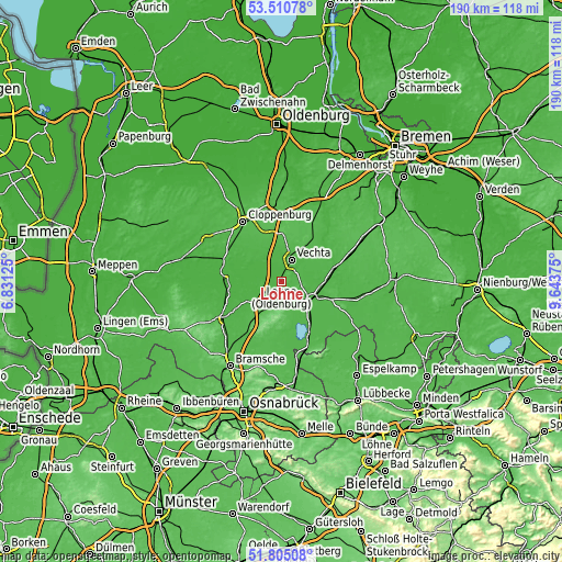 Topographic map of Lohne