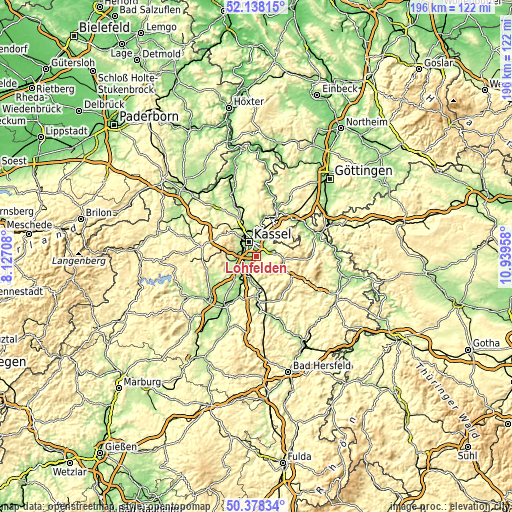 Topographic map of Lohfelden